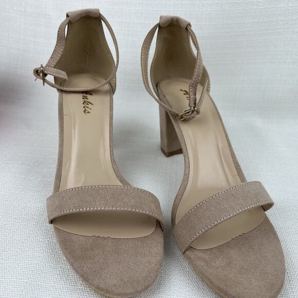 Ankis‎ Women’s Open Toe Ankle Ng Sandal Nude Numeric 9 Suede Chunky Heel New! - Picture 3 of 10
